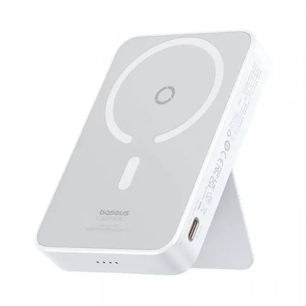 BASEUS Baterie Externa Wireless Baseus MagPro PPCXZ05, 5000mAh, 20W, PD + FQI, 1 x QI - 1 x USB-C, Alba P10064101223-00