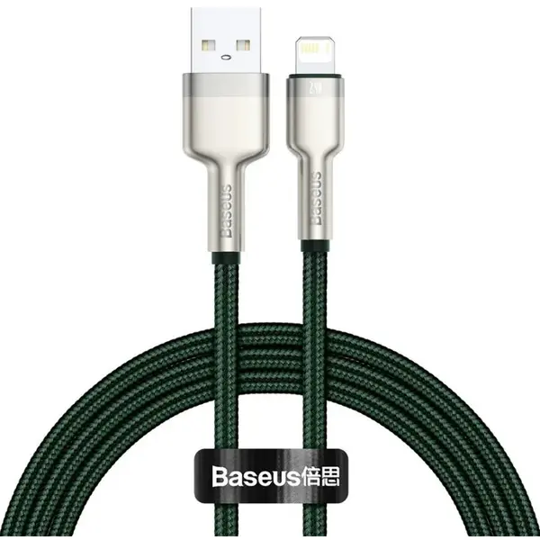 BASEUS CABLU alimentare si date Baseus Cafule Metal, Fast Charging Data Cable pt. smartphone, USB la Lightning Iphone 2.4A, braided, 2m, verde