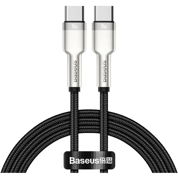BASEUS CABLU alimentare si date Baseus Cafule Metal, Fast Charging Data Cable pt. smartphone, USB Type-C la USB Type-C 100W, braided, 1m, negru