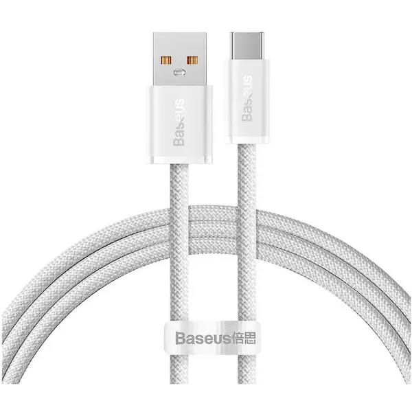 BASEUS CABLU alimentare si date Baseus Dynamic, Fast Charging Data Cable pt. smartphone, USB la USB Type-C 100W, brodat, 1m, alb