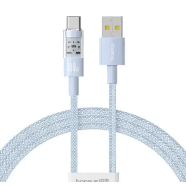 BASEUS CABLU alimentare si date Baseus Gem, Fast Charging Data Cable pt. smartphone, USB la USB Type-C 100W, 1m, Albastru P10373002311-00
