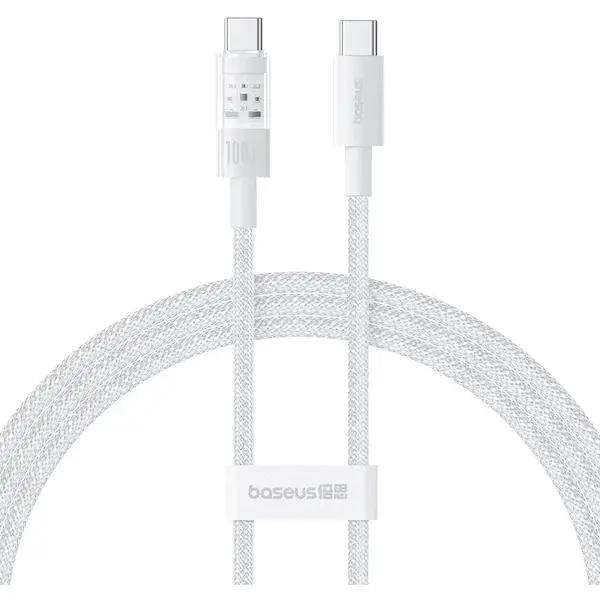 BASEUS CABLU alimentare si date Baseus Gem, Fast Charging Data Cable pt. smartphone, USB Type-C la USB Type-C 100W, 1m, Alb P10373000211-00