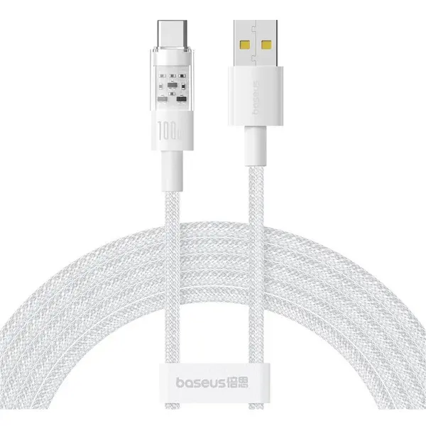 BASEUS CABLU alimentare si date Baseus Gem, Fast Charging Data Cable pt. smartphone, USB la USB Type-C 100W, 1m, Alb P10373002211-00