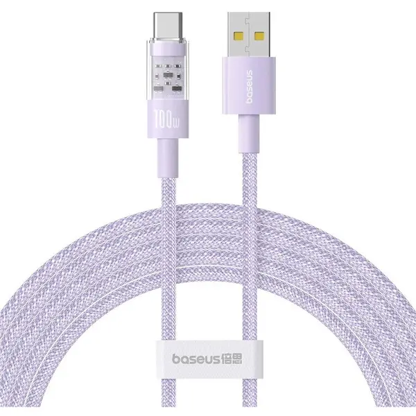 BASEUS CABLU alimentare si date Baseus Gem, Fast Charging Data Cable pt. smartphone, USB la USB Type-C 100W, 1m, Mov P10373002511-00