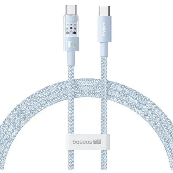 BASEUS CABLU alimentare si date Baseus Gem, Fast Charging Data Cable pt. smartphone, USB Type-C la USB Type-C 100W, 1m, Albastru P10373000311-00