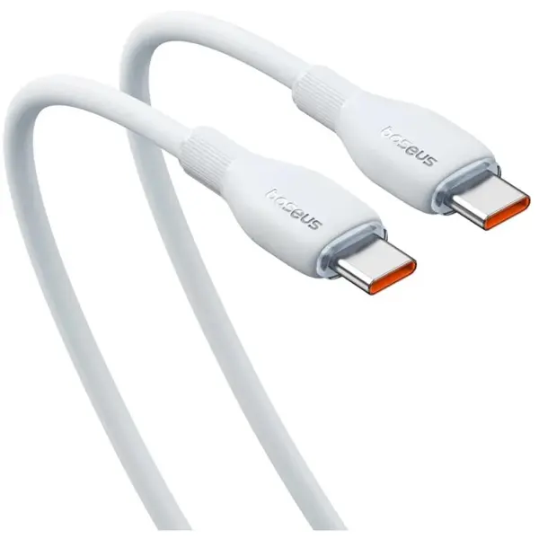 BASEUS CABLU alimentare si date Baseus Pudding, Fast Charging Data Cable pt. smartphone, USB Type-C la USB Type-C, 100W, 2m, Alb P10355702221-01