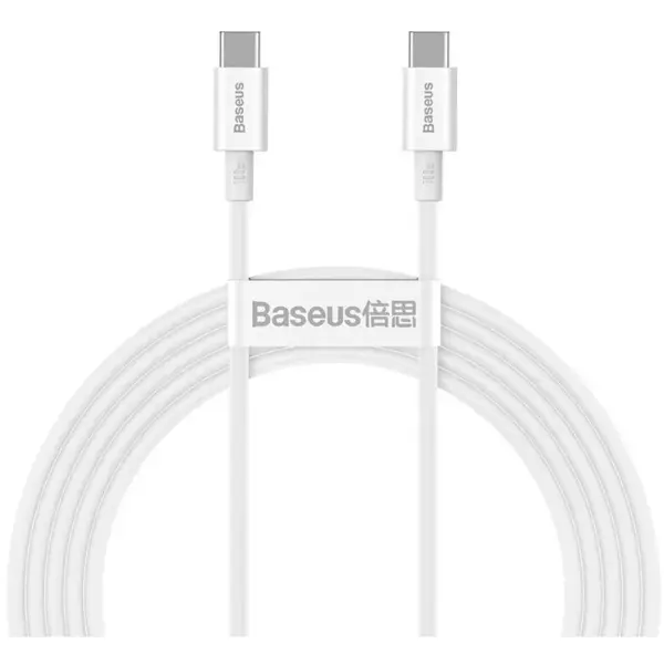 BASEUS CABLU alimentare si date Baseus Superior, Fast Charging Data Cable pt. smartphone, USB Type-C la USB Type-C 100W, 2m, alb