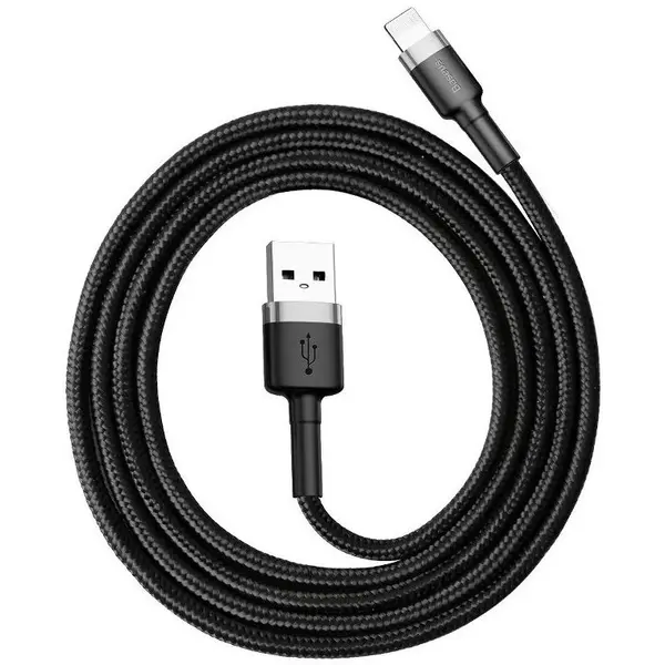 BASEUS Cablu Baseus Cafule Cablu USB Lightning 2,4A 1m (Gri+Negru)