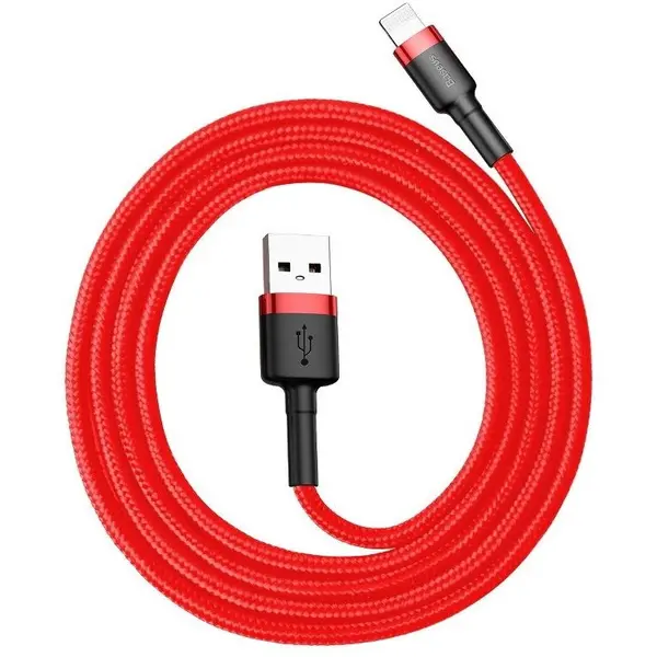 BASEUS Cablu Baseus Cafule Cablu USB Lightning 2.4A 1m (negru+rosu)