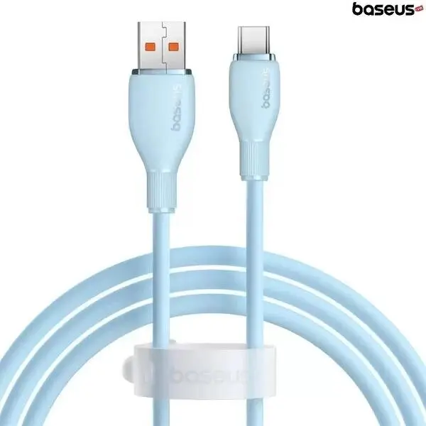BASEUS Cablu Baseus Pudding Series, USB la USB-C, 100W, Fast Charging, 2m, Albastru