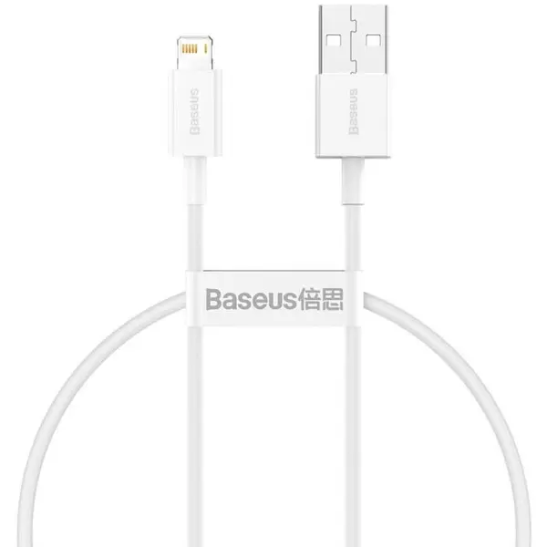 BASEUS Cablu Date si Incarcare Baseus, Superior Series CALYS-02, USB la tip Lightning, 0.25 m, 2.4A, Alb