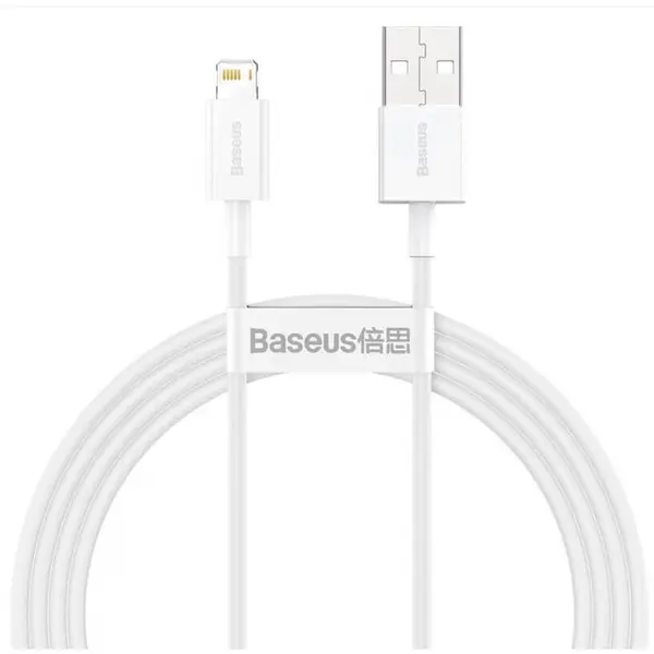 BASEUS Cablu Date si Incarcare Baseus, Superior Series CALYS-B02, USB la tip Lightning, 1.5 m, 2.4A, Alb
