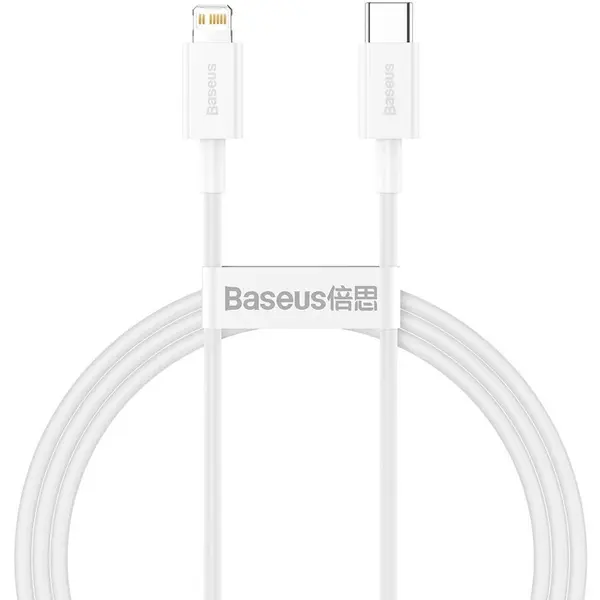 BASEUS Cablu Date si Incarcare Baseus, Superior Series CATLYS-A02, USB Type-C la tip Lightning, 1m, 20W, Alb