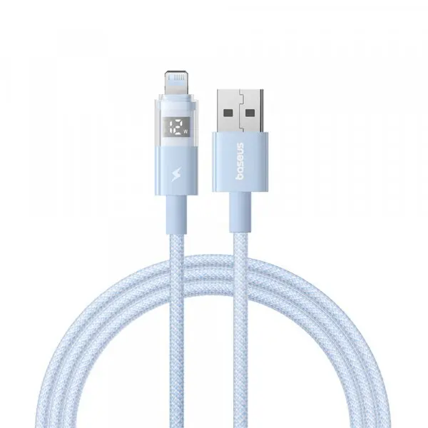 BASEUS Cablu Date si Incarcare USB-A - Lightning Baseus Display 2, 12W, 2m, Albastru P10382700311-01