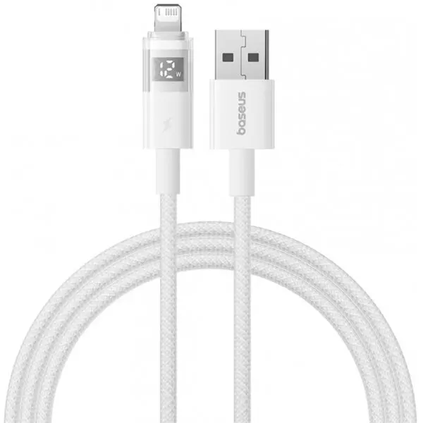 BASEUS Cablu Date si Incarcare USB-A - Lightning Baseus Display 2, 12W, 1m, Alb P10382700211-00