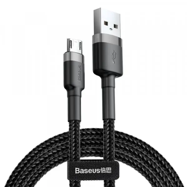 BASEUS Cablu Date si Incarcare USB-A - microUSB Baseus Cafule, 18W, 3m, Gri CAMKLF-HG1