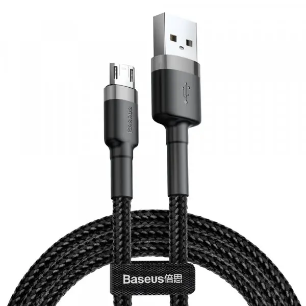 BASEUS Cablu Date si Incarcare USB-A - microUSB Baseus Cafule, 18W, 2m, Gri CAMKLF-CG1