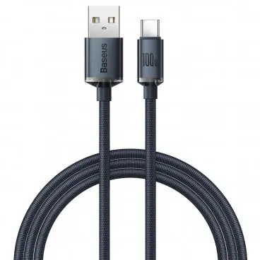 BASEUS Cablu Date si Incarcare USB-A - USB-C Baseus Crystal Shine Series, 100W, 1.2m, Negru