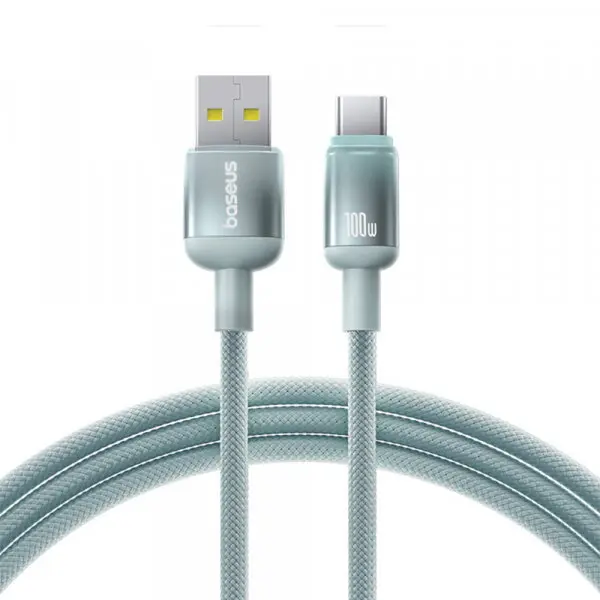 BASEUS Cablu Date si Incarcare USB-A - USB-C Baseus Discolor, 100W, 2m, Albastru Verde E0418500