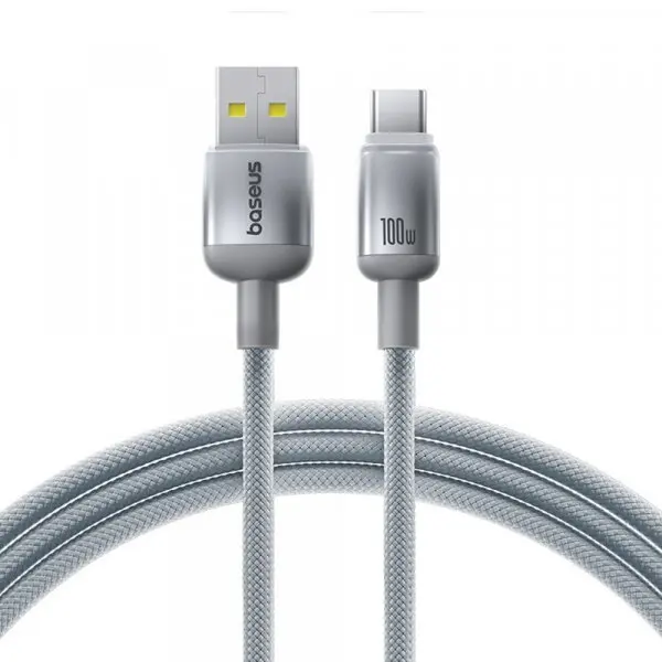 BASEUS Cablu Date si Incarcare USB-A - USB-C Baseus Discolor, 100W, 1m, Argintiu E0420803