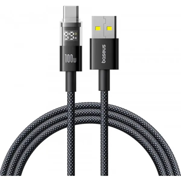 BASEUS Cablu Date si Incarcare USB-A - USB-C Baseus Display 2, 100W, 2m, Negru P10382701111-00