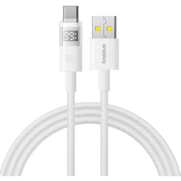 BASEUS Cablu Date si Incarcare USB-A - USB-C Baseus Display 2, 100W, 1m, Alb P10382701211-00
