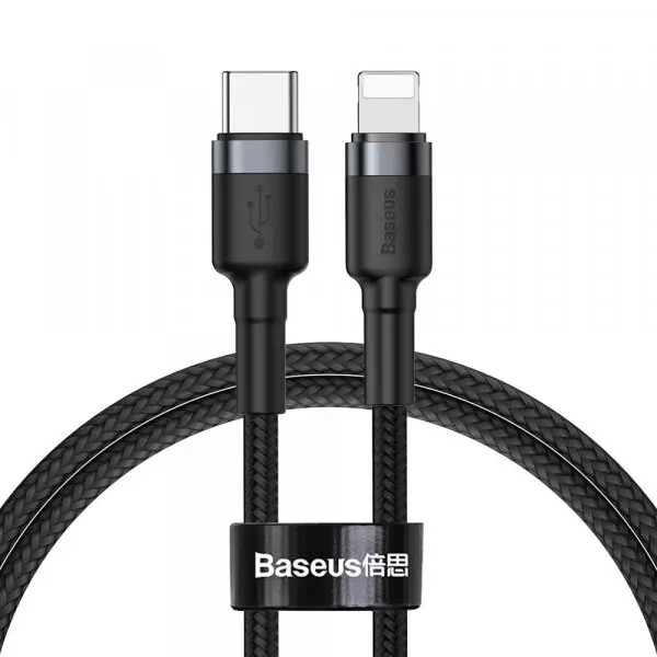BASEUS Cablu Date si Incarcare USB-C - Lightning Baseus Cafule, 18W, 1m, Gri CATLKLF-G1