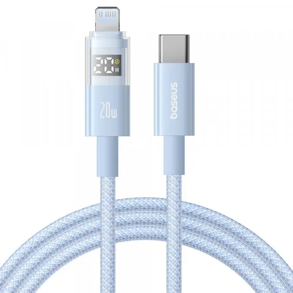 BASEUS Cablu Date si Incarcare USB-C - Lightning Baseus Display 2, 20W, 1m, Albastru P10382703311-00