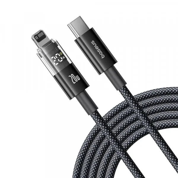 BASEUS Cablu Date si Incarcare USB-C - Lightning Baseus Display 2, 20W, 1m, Negru P10382703121-00