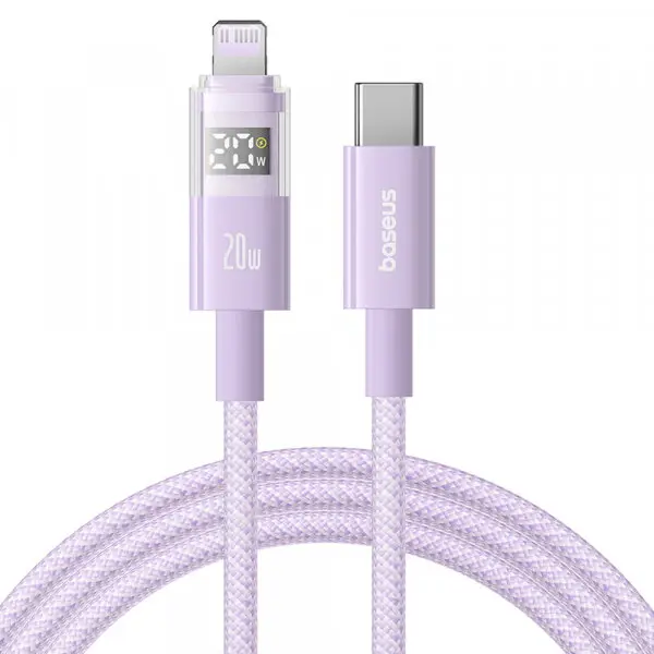 BASEUS Cablu Date si Incarcare USB-C - Lightning Baseus Display 2, 20W, 2m, Mov P10382703511-01