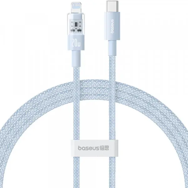 BASEUS Cablu Date si Incarcare USB-C - Lightning Baseus Gem, 20W, 1m, Bleu P10373001311-00