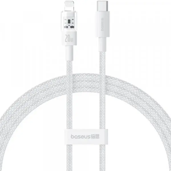 BASEUS Cablu Date si Incarcare USB-C - Lightning Baseus Gem, 20W, 2m, Alb P10373001211-01