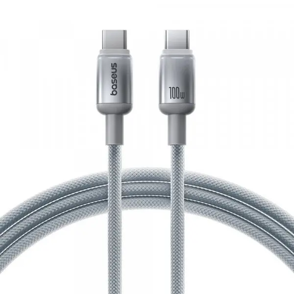 BASEUS Cablu Date si Incarcare USB-C - USB-C Baseus Discolor, 100W, 2m, Argintiu E0420800