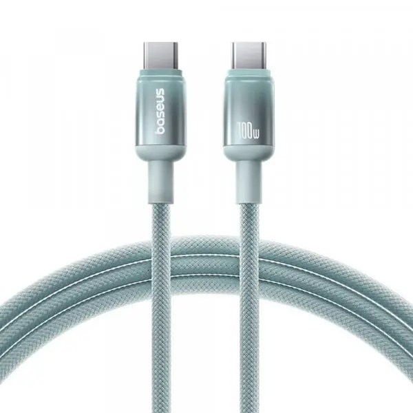 BASEUS Cablu Date si Incarcare USB-C - USB-C Baseus Discolor, 100W, 2m, Albastru Verde E0420703