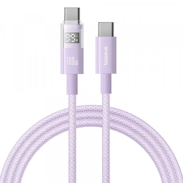 BASEUS Cablu Date si Incarcare USB-C - USB-C Baseus Display 2, 100W, 2m, Mov P10382702511-01