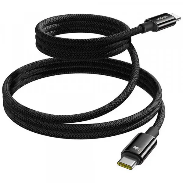 BASEUS Cablu Date si Incarcare USB-C - USB-C Baseus Tungsten Gold, 100W, 1m, Negru P10319805111-00