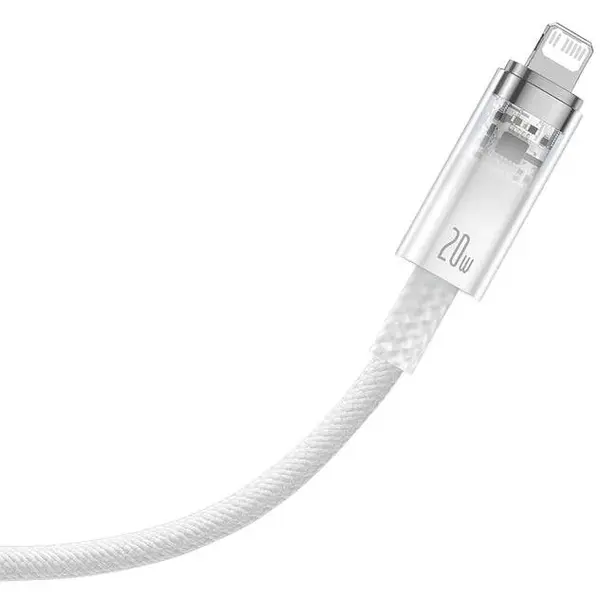 BASEUS Cablu de date / adaptor Baseus Explorer, USB-C Male la Lightning Male, 20 W, 1 m, White