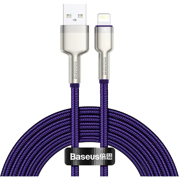 BASEUS Cablu de date Baseus Cafule Metal, Fast Charging, CALJK-B05, USB - Lightning, 2m, Purple