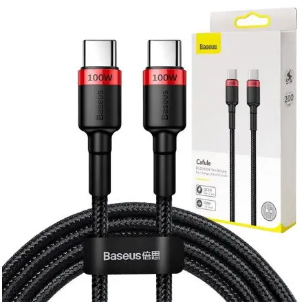 BASEUS Cablu de date/incarcare rapida, Fast Charge, Baseus cafule, PD2.0 100W, Type-C, 2m, negru