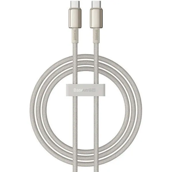 BASEUS Cablu de date USB-C la USB-C Baseus Tungsten Gold, 100W, 1m, auriu
