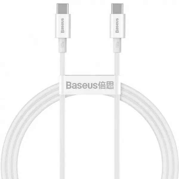 BASEUS Cablu Incarcare Baseus, Superior Series CATYS-B02, USB Type-C la USB Type-C, 1m, 100W, Alb