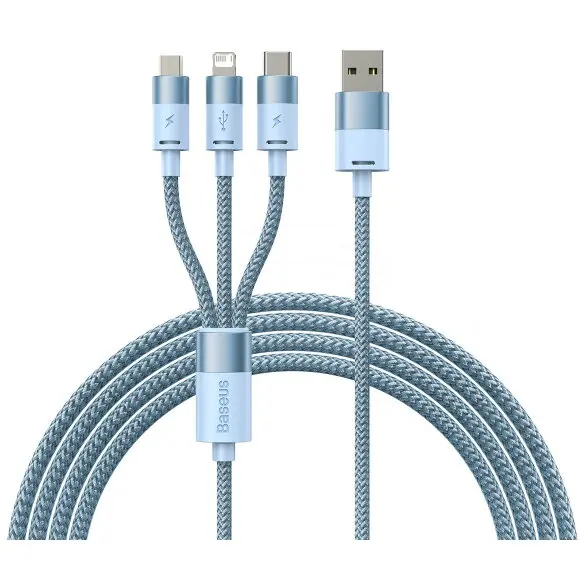BASEUS Cablu Incarcare USB-A - Lightning / microUSB / USB-C Baseus StarSpeed 3in1, 20W, 1.2m, Albastru CAXS000017