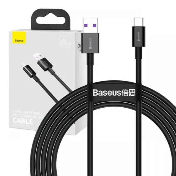 Baseus Cablu Superior Series Fast Charging USB la Type-C, 66W, 2m, Black