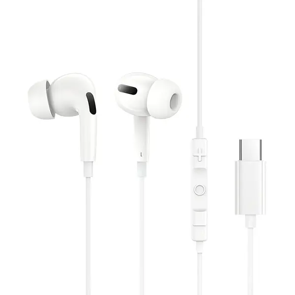 BASEUS CASTI Baseus Encok CZ18, cu fir, conectare USB Type-C, microfon pe fir, alb