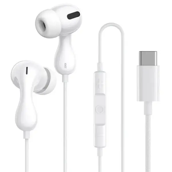 BASEUS Casti cu fir BASEUS Encok CZ20, lungime cablu 1.1 m, USB-C, alb