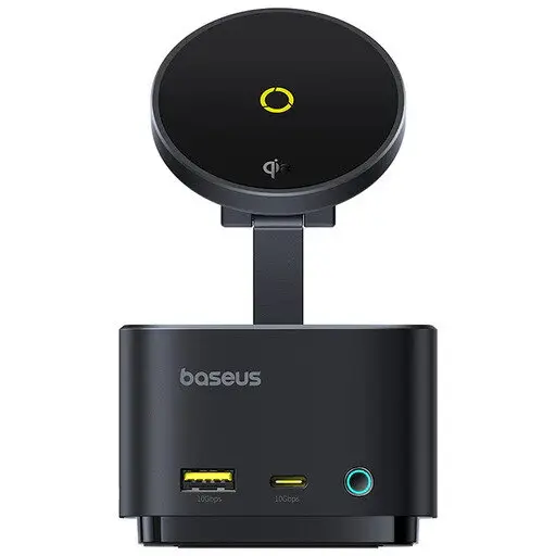 BASEUS Docking station Baseus MagPro Series II 7-in-1, conectare PC USB-Type-C, USB 3.2 x 1, incarcare wireless 15W, card reader MicroSD/SD, Negru