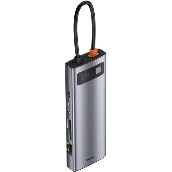 BASEUS Hub USB Baseus Multifunctional, USB Type-C la 3 X USB 3.0 - USB Type-C - HDMI - VGA - SD - microSD - RJ45, Gri