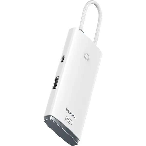 BASEUS Hub USB Type-C Baseus Lite, USB 3.0 x 3 - USB Type C x 1 - HDMI x 1 (4K/30Hz), Alb WKQX040002