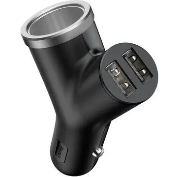 BASEUS Incarcator Auto Baseus Y-Type CCALL-YX01 cu Extensie Bricheta 2xUsb 3.4A, Black