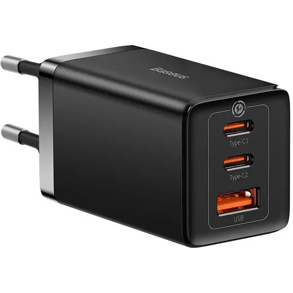 BASEUS Incarcator Baseus CCGP120201, 2xUSB-C, 65W, Negru